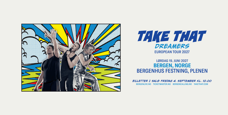 Link til Take That i Bergen - Hotellpakke med billetter!
